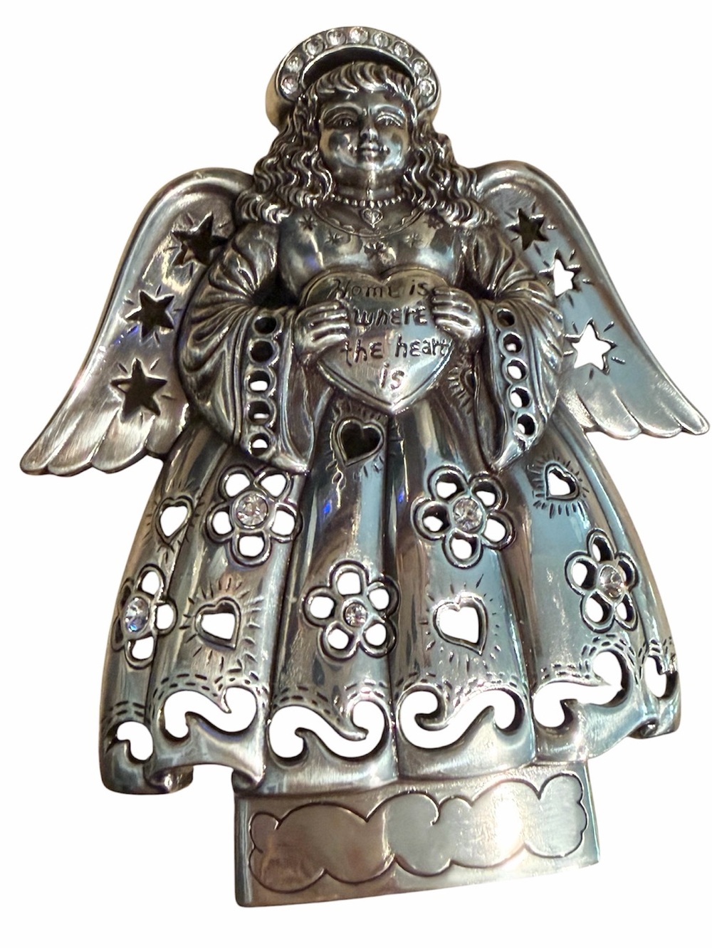 Brighton silver plated Angel Heart night light cover w/Swarovski crystals
